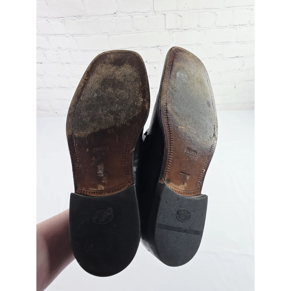 Hugo Boss Varmio Black Leather Loafers Men’s Dress Shoes Size 8